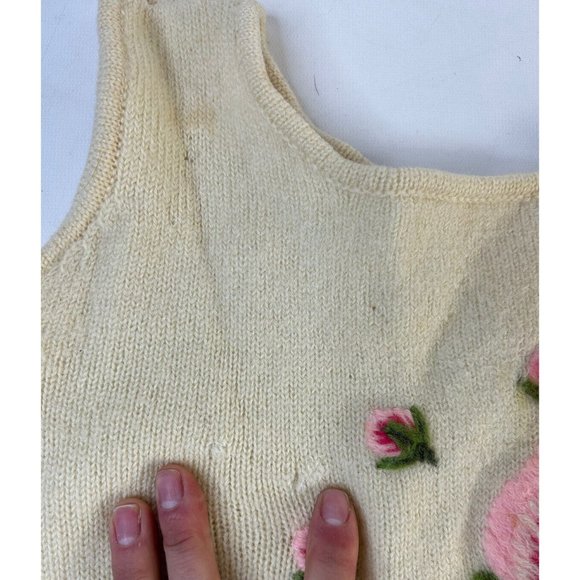 Vintage Wool Felted Yarn Country Floral Mini Micro Sweater Dress - Picture 5 of 11